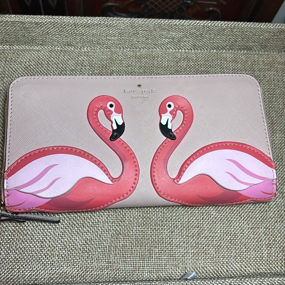 kate spade New York Pink Flamingos By The Pool Lacey Wallet 7.5”Lx4”Hx1.25”W - Picture 3 of 17